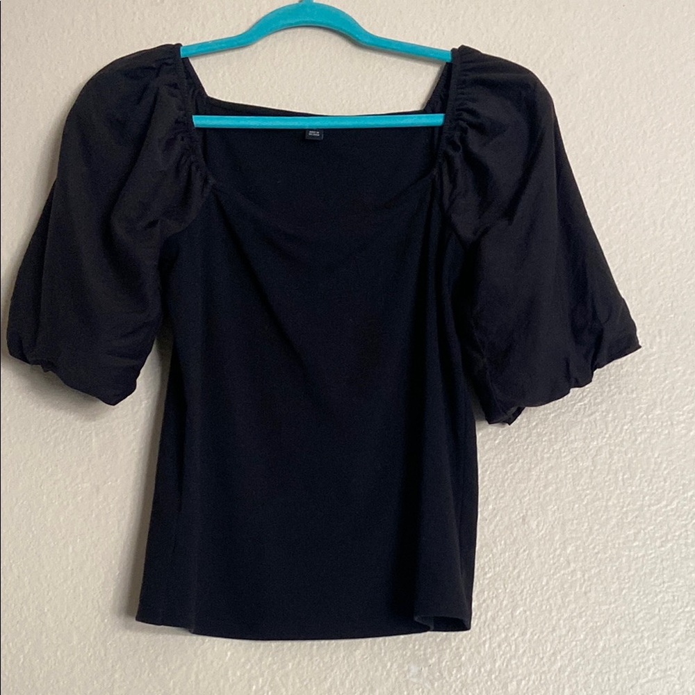 Ann Taylor Black Puff Sleeve Top, Size Medium